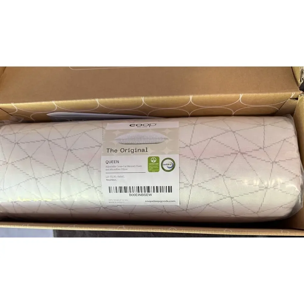 Coop Home Goods Premium Adjustable Pillow Cross Cut Memory Foam Fill Queen NEW